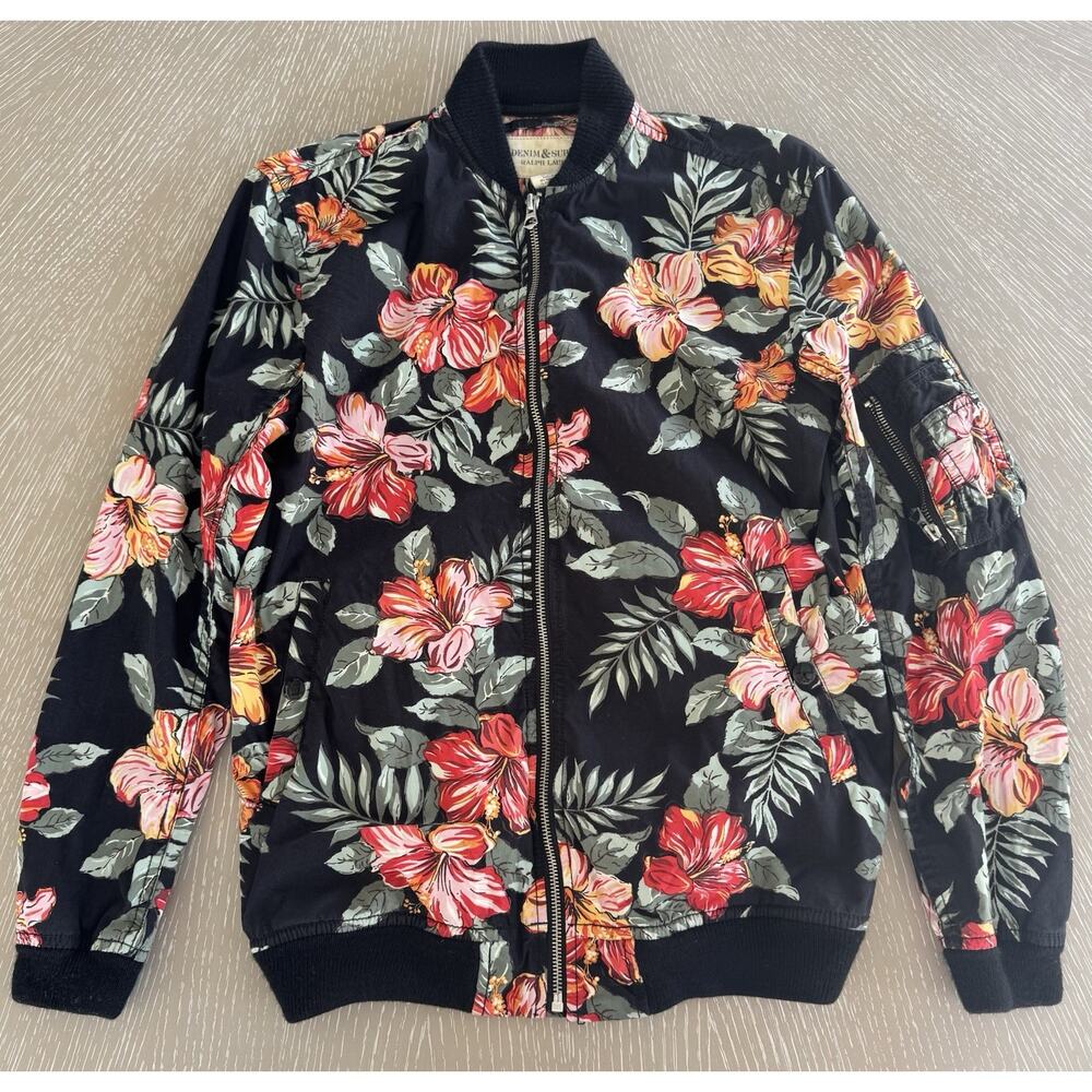 Denim & Supply Ralph Lauren Tropical Hibiscus Floral Bomber Jacket - Women's XS